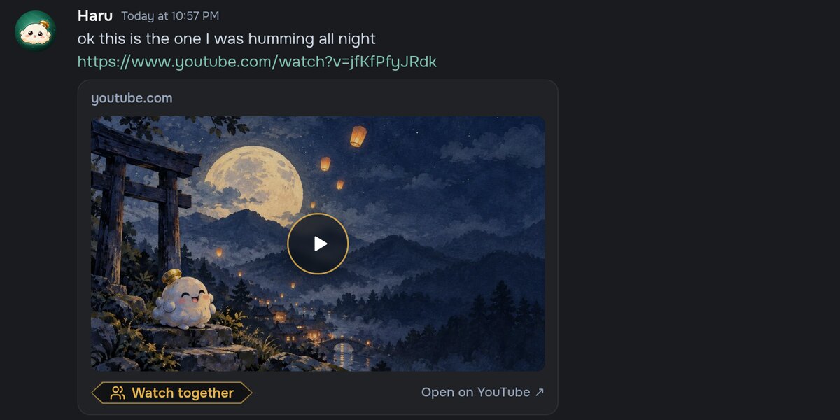 A YouTube card with Watch together