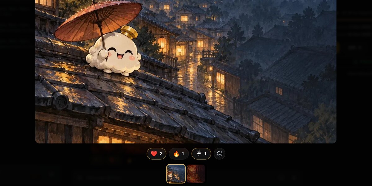 The photo viewer, with reactions under the picture